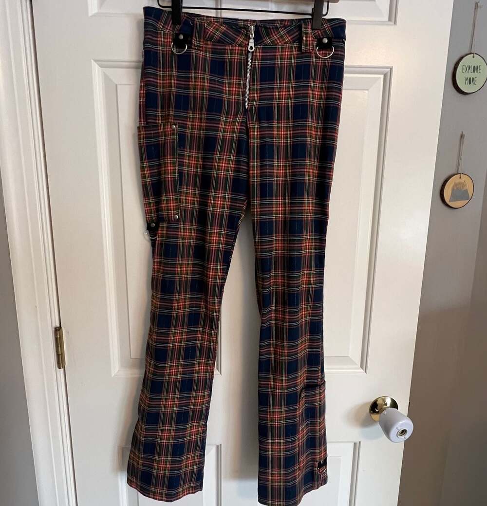 Vintage Serious LA Plaid Bondage‎ Pants Y2K Goth Punk D-Ring Women’s Size 7